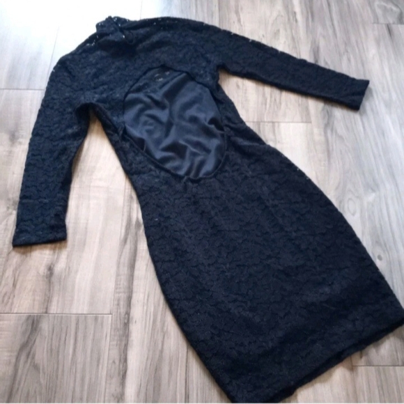 Necessary Clothing Black Lace Mock Neck Bodycon Evening Cocktail Dress Size S - Picture 3 of 7